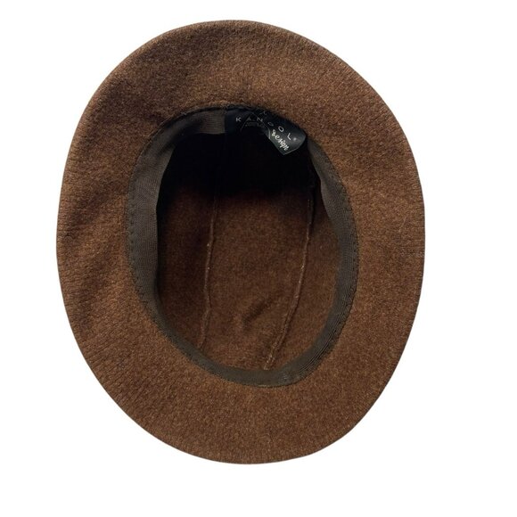 Kangol Design Tweed Wool Brown Fedora Walking Hat Cap 7 1/4 Vtg Retro England - Picture 7 of 8